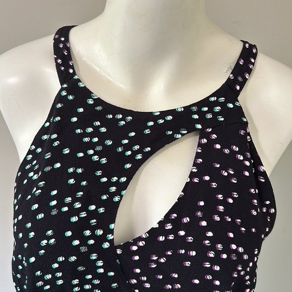 PARKER Vonnie Combo Top Confetti Multi Blouse Black Keyhole Back Sample NEW - Picture 2 of 11